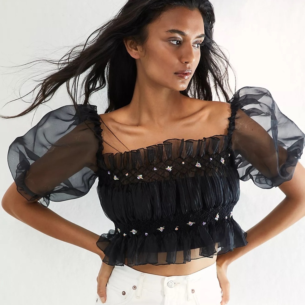 Tach - Pandora Crop Blouse - Black